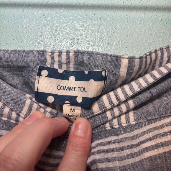 Comme Toi Anthropologie Striped Pleated Midi Skirt Pockets Lined Size Medium - Picture 6 of 9